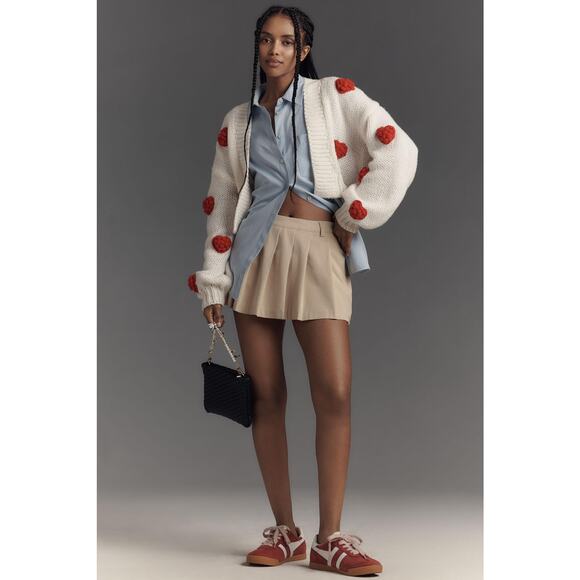 nwt ANTHROPOLOGIE MAEVE one size Cropped 3D Hearts Cardigan - Picture 1 of 5